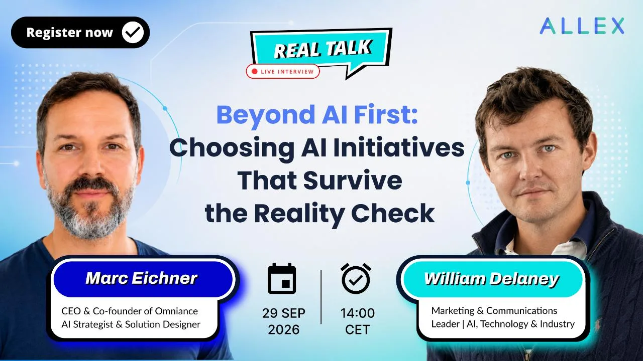 Event-Cover: Beyond AI First, ein Live-Interview mit Marc Eichner und William Delaney, 29. September 2026, 14:00 Uhr